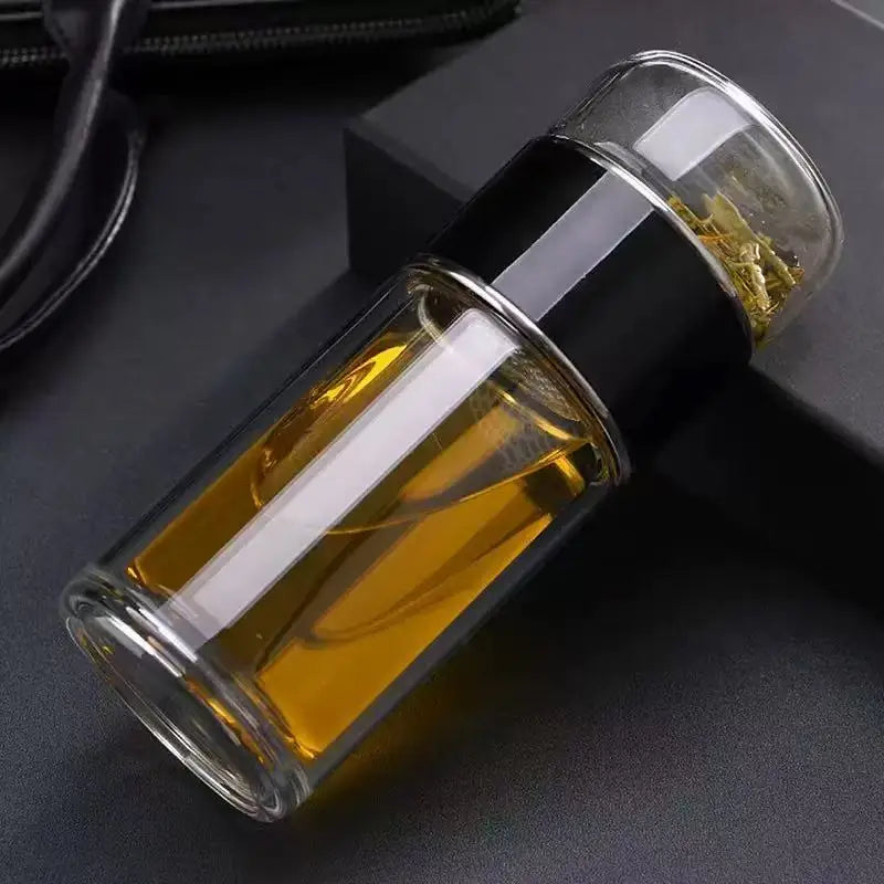 Premium Double-Wall Glass Tea Infuser Bottle – 420ml