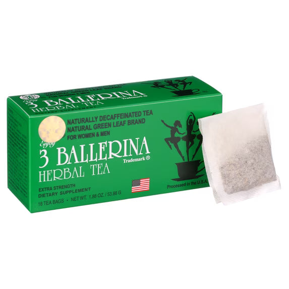 3 Ballerina Herbal Tea Extra Strength – Naturally Decaffeinated Herbal Slim Tea (18 Tea Bags)
