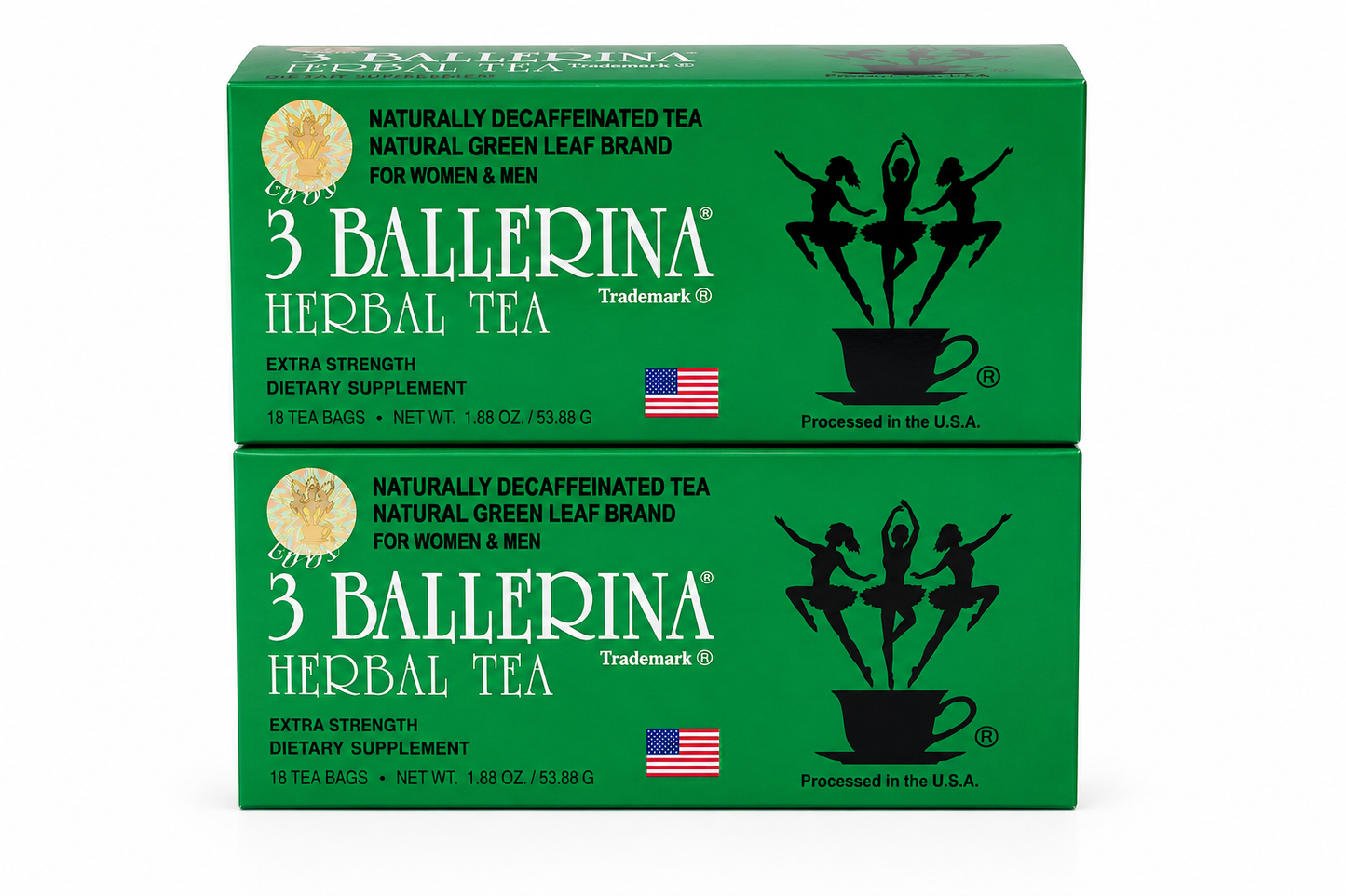 3 Ballerina Herbal Tea Extra Strength – Naturally Decaffeinated Herbal Slim Tea (18 Tea Bags)