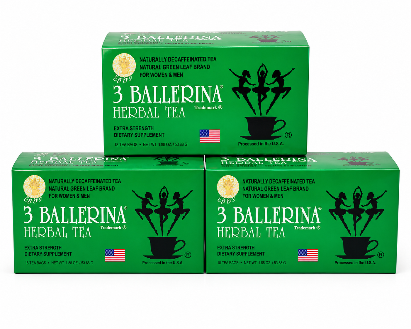 3 Ballerina Herbal Tea Extra Strength – Naturally Decaffeinated Herbal Slim Tea (18 Tea Bags)
