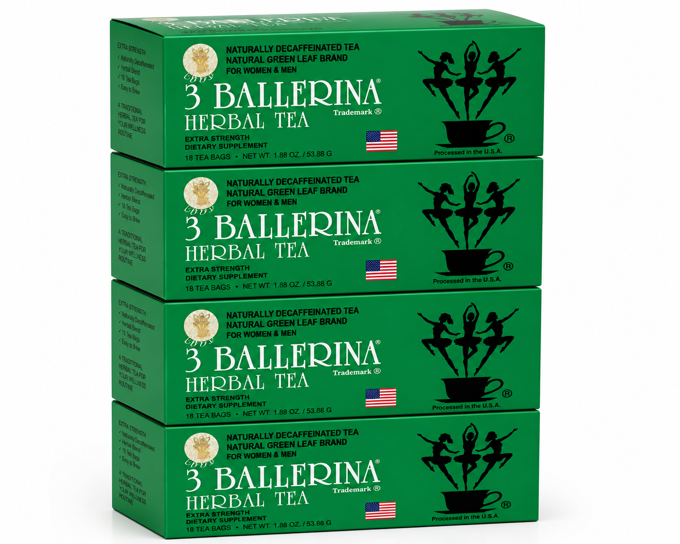 3 Ballerina Herbal Tea Extra Strength – Naturally Decaffeinated Herbal Slim Tea (18 Tea Bags)