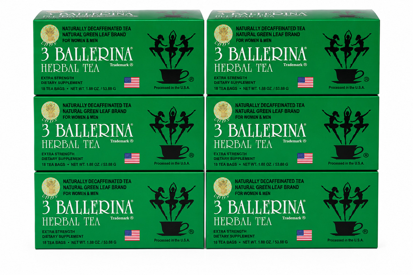 3 Ballerina Herbal Tea Extra Strength – Naturally Decaffeinated Herbal Slim Tea (18 Tea Bags)
