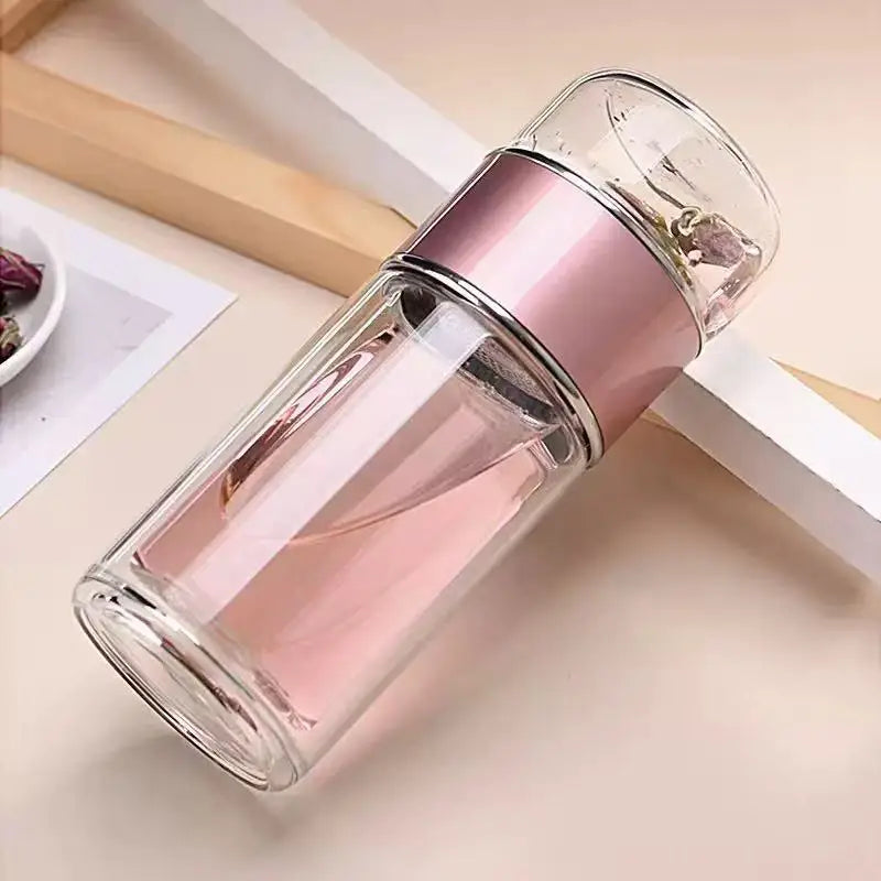 Premium Double-Wall Glass Tea Infuser Bottle – 420ml