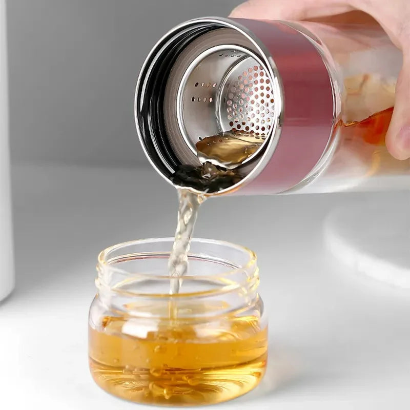 Premium Double-Wall Glass Tea Infuser Bottle – 420ml