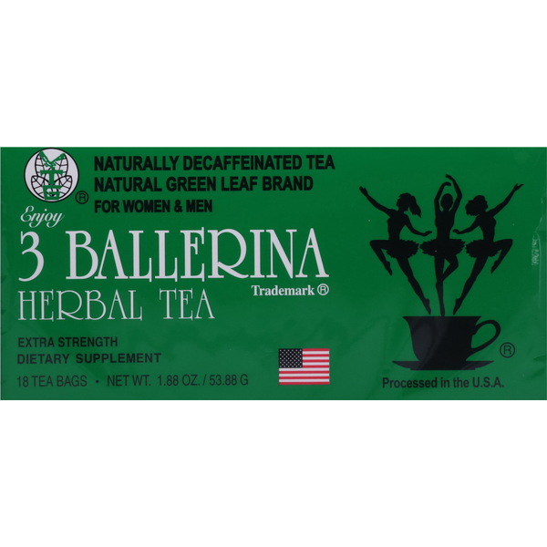 3 Ballerina Herbal Tea Extra Strength – Naturally Decaffeinated Herbal Slim Tea (18 Tea Bags)